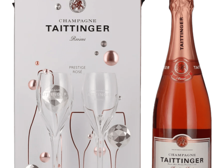 Taittinger Rose Brut Gift Set with 2 Flutes, 75 cl For Cheap