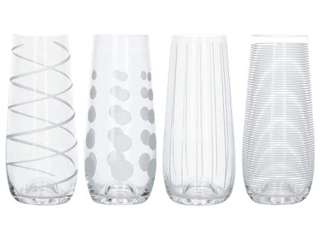 Mikasa Cheers Pack Of 4 Stemless Flutes Hot on Sale