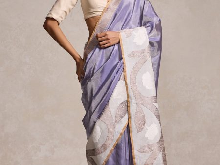 Zuhra  Irish Blue-White Pure Ektara Silk Tissue Banarasi Handloom Saree Online Hot Sale