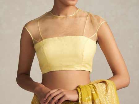 Lemon Yellow Pure Silk Organza Blouse Online now