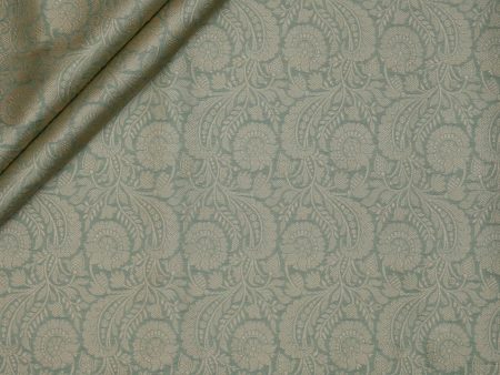 Lido Green Pure Katan Silk Banarasi Handloom Fabric on Sale