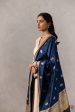 Navy Blue Pure Katan Silk Banarasi Handloom Dupatta Discount