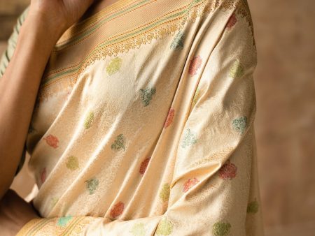 Chitragandha  Off-White Pure Katan Silk Banarasi Handloom Saree Cheap