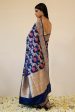 A Baroque Dream  Navy Blue Pure Katan Silk Banarasi Handloom Saree Sale