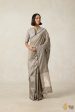 Symphony  Grey-Beige Pure Silk Twill Banarasi Handloom Saree For Sale