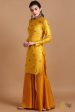 Marigold Yellow Pure Katan Silk Kadwa Jangla Handloom Suit Set For Cheap