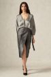 Grey Handwoven Pure Satin Silk Wrap Skirt with Crocodile Weave and Side Buckle Tie-up For Discount