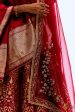 Anandvan  Red Pure Satin Silk Banarasi Handloom Lehenga Set Hot on Sale