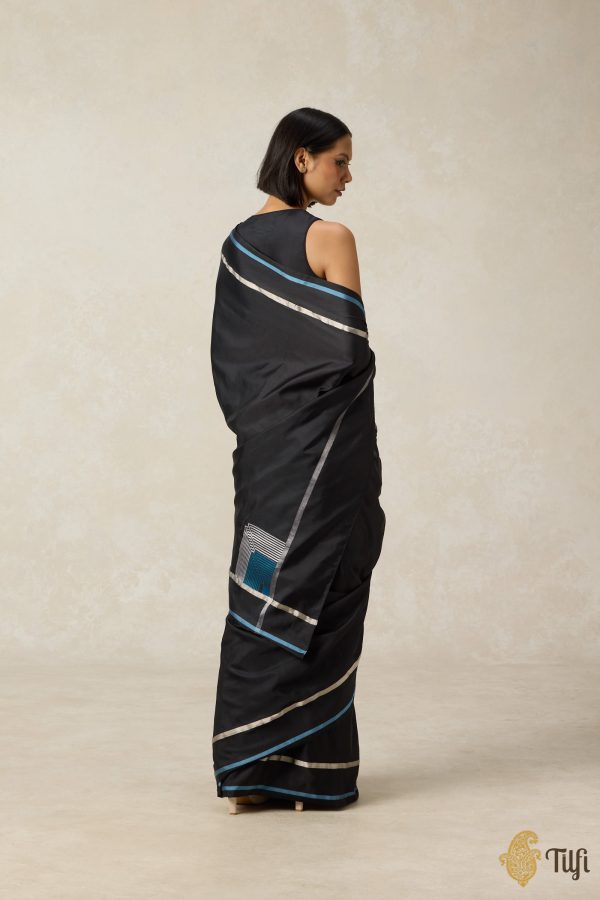 Concerto  Black Pure Silk Twill Banarasi Handloom Saree Sale