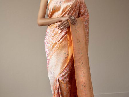 Yellow-Pink Pure Katan Silk Banarasi Handloom Saree Sale