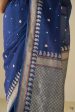 Navy Blue Pure Cotton Banarasi Kadhua Handloom Saree Discount