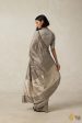 Symphony  Grey-Beige Pure Silk Twill Banarasi Handloom Saree For Sale