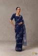 Aki  Navy Blue Pure Cotton Jamdani Real Zari Banarasi Handloom Saree Online Hot Sale