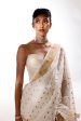 A Keepsake  White Pure Kora Silk Banarasi Handloom Saree For Sale