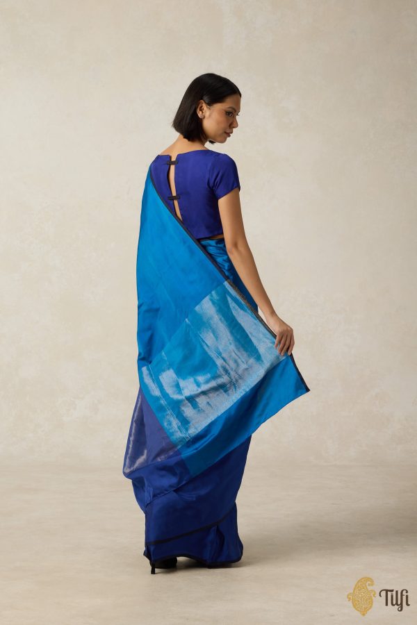 Serenade  Shade of Blue Pure Silk Twill Banarasi Handloom Saree Fashion