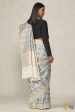 Prerana  White-Black-Grey Pure Soft Satin Silk Banarasi Handloom Saree Online Sale