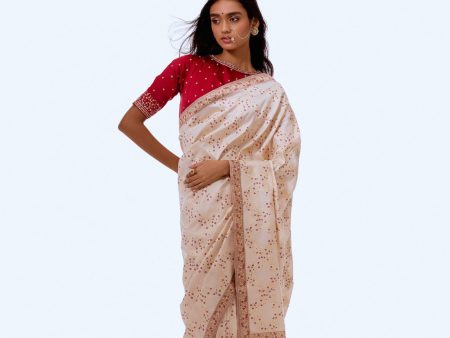 Komal Vihang  Off-White Pure Katan Silk Banarasi Handloom Saree Supply