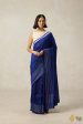 Nocturne  Blue Pure Silk Twill Banarasi Handloom Saree on Sale