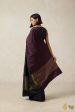 Pre-Order:  Serenade  Plum Purple-Black Pure Silk Twill Banarasi Handloom Saree Online now