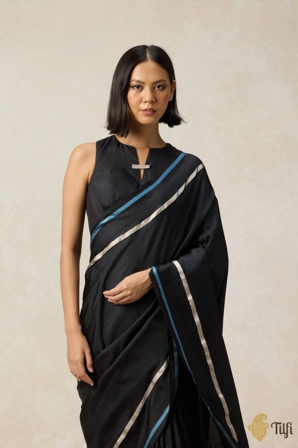 Concerto  Black Pure Silk Twill Banarasi Handloom Saree Sale