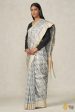 Prerana  White-Black-Grey Pure Soft Satin Silk Banarasi Handloom Saree Online Sale