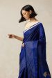 Nocturne  Blue Pure Silk Twill Banarasi Handloom Saree on Sale