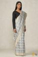 Prerana  White-Black-Grey Pure Soft Satin Silk Banarasi Handloom Saree Online Sale