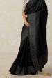 Nocturne  Black Pure Silk Twill Banarasi Handloom Saree For Sale