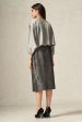 Grey Handwoven Pure Satin Silk Wrap Skirt with Crocodile Weave and Side Buckle Tie-up For Discount