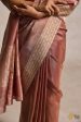 Dark Copper Pure Ektara Silk Tissue Banarasi Handloom Saree Discount