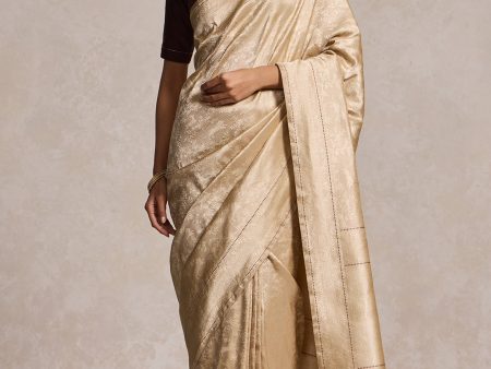 Antique Gold Pure Katan Silk Banarasi Shikargah Handloom Saree Online now