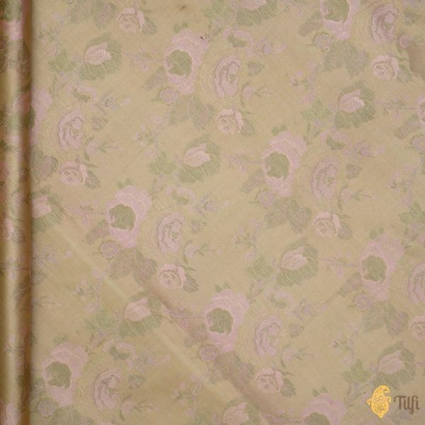 Light Pista Green Pure Soft Satin Silk Banarasi Handloom Fabric Supply