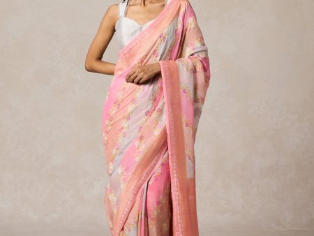 Multihued Pure Khaddi Georgette Banarasi Handloom Saree Fashion