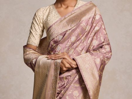 Ashwini  Old Rose Pure Katan Silk Banarasi Handloom Saree Fashion