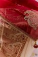 Red Hand-Embroidered Pure Silk Organza Signature Odhani on Sale