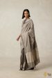 Symphony  Grey-Beige Pure Silk Twill Banarasi Handloom Saree For Sale