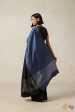 Serenade  Black & Ink Blue Pure Silk Twill Banarasi Handloom Saree Discount