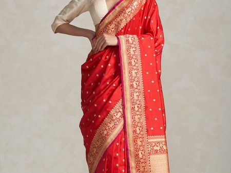 Nayantara  Red Pure Katan Silk Banarasi Handloom Saree Online Sale