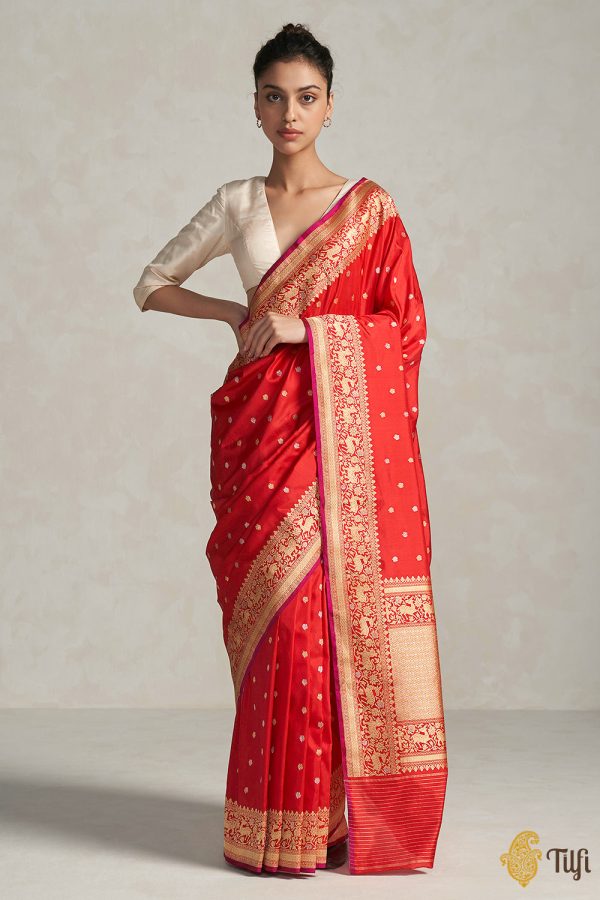 Nayantara  Red Pure Katan Silk Banarasi Handloom Saree Online Sale