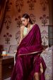 Kamakshi  Deep Cherry Purple Pure Soft Satin Silk Banarasi Handloom Saree Online Sale