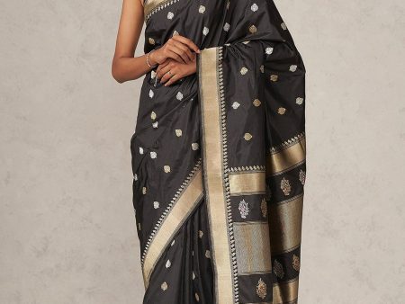 Katyayani  Black Pure Katan Silk Banarasi Handloom Saree Hot on Sale