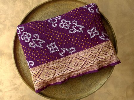 Deep Purple Pure Georgette Banarasi Handloom Bandhani Dupatta Online