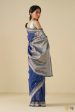 Navy Blue Pure Cotton Banarasi Kadhua Handloom Saree Discount