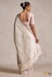 Pre-Order: White Pure Katan Silk Banarasi Handloom Saree Cheap