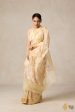 A Cascade of Geraniums  Pastel Yellow Pure Kora Silk Net Banarasi Handloom Saree Online Hot Sale