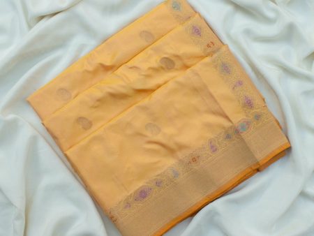 Yellow-Light Pink Pure Katan Silk Banarasi Handloom Saree on Sale