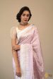 Pastel Baby Pink Pure Katan Silk Banarasi Handloom Saree For Sale