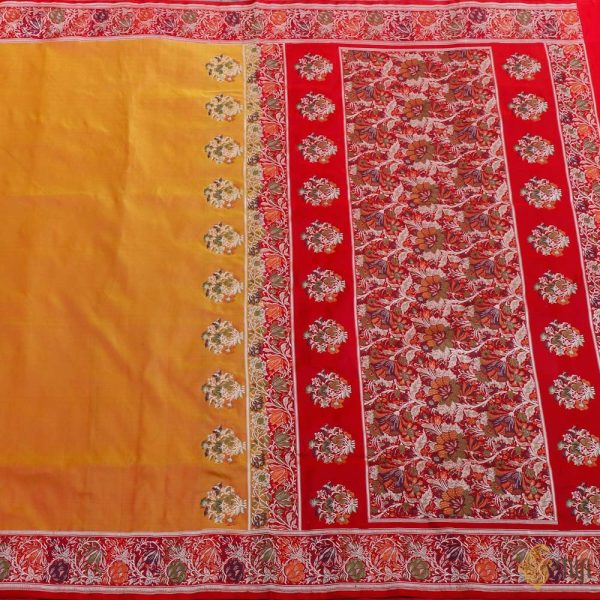 Yellow-Pink Pure Satin Silk Banarasi Valkalam Handloom Saree Hot on Sale