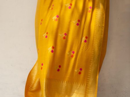 Yellow Pure Monga Silk Banarasi Handloom Saree Fashion