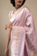 Pastel Baby Pink Pure Katan Silk Banarasi Handloom Saree For Sale